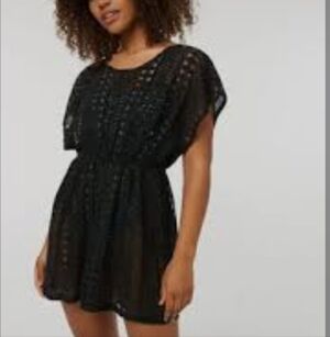 Chic Black Eyelet Mini Dress